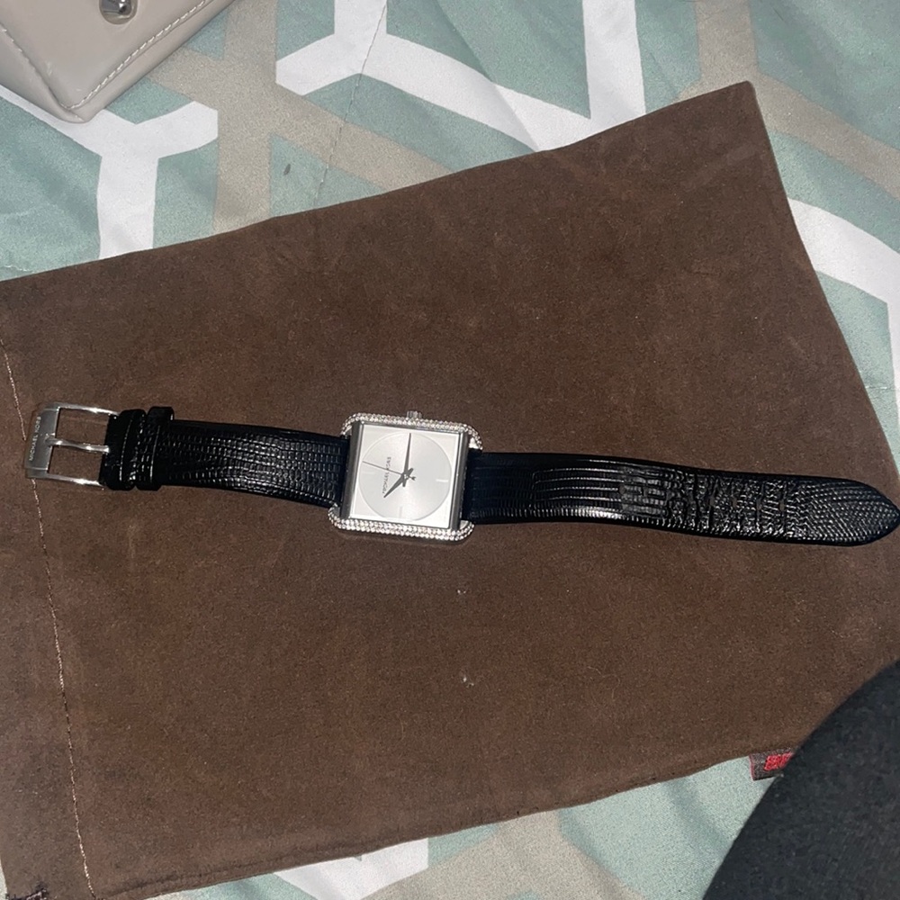 Michael kors black and silver sparkle watch